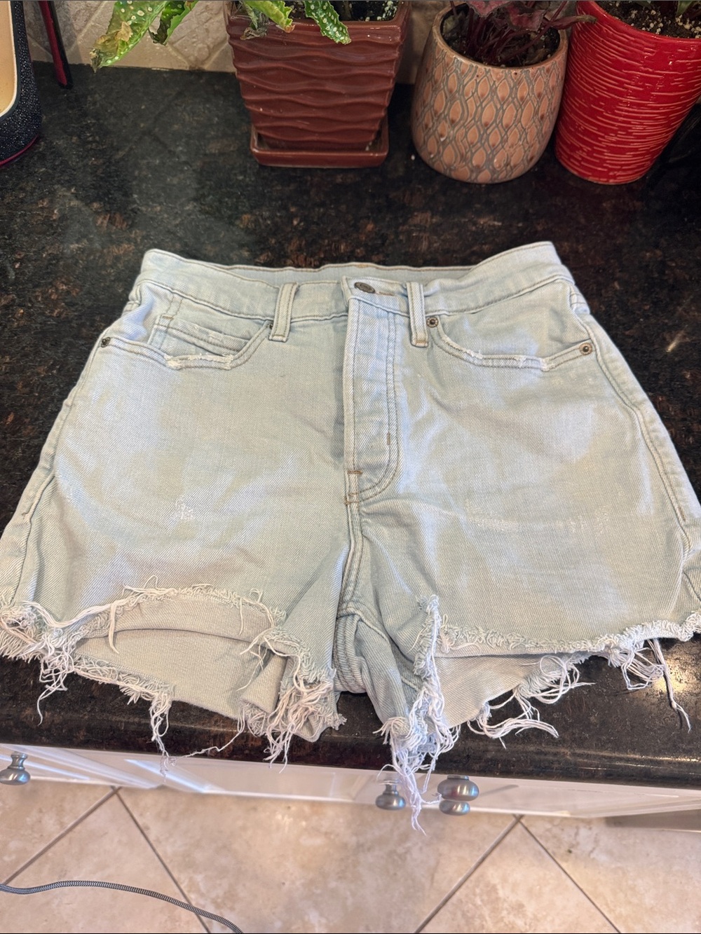 Old Navy Light Blue Frayed Hem Denim Shorts